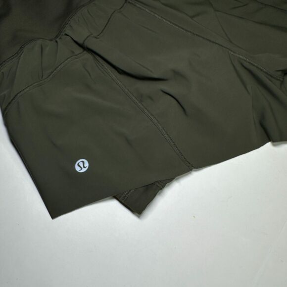 Lululemon Womens Size 4 Squad Goals 3.5" Lined Running Shorts Dark Olive Green - Picture 6 of 14